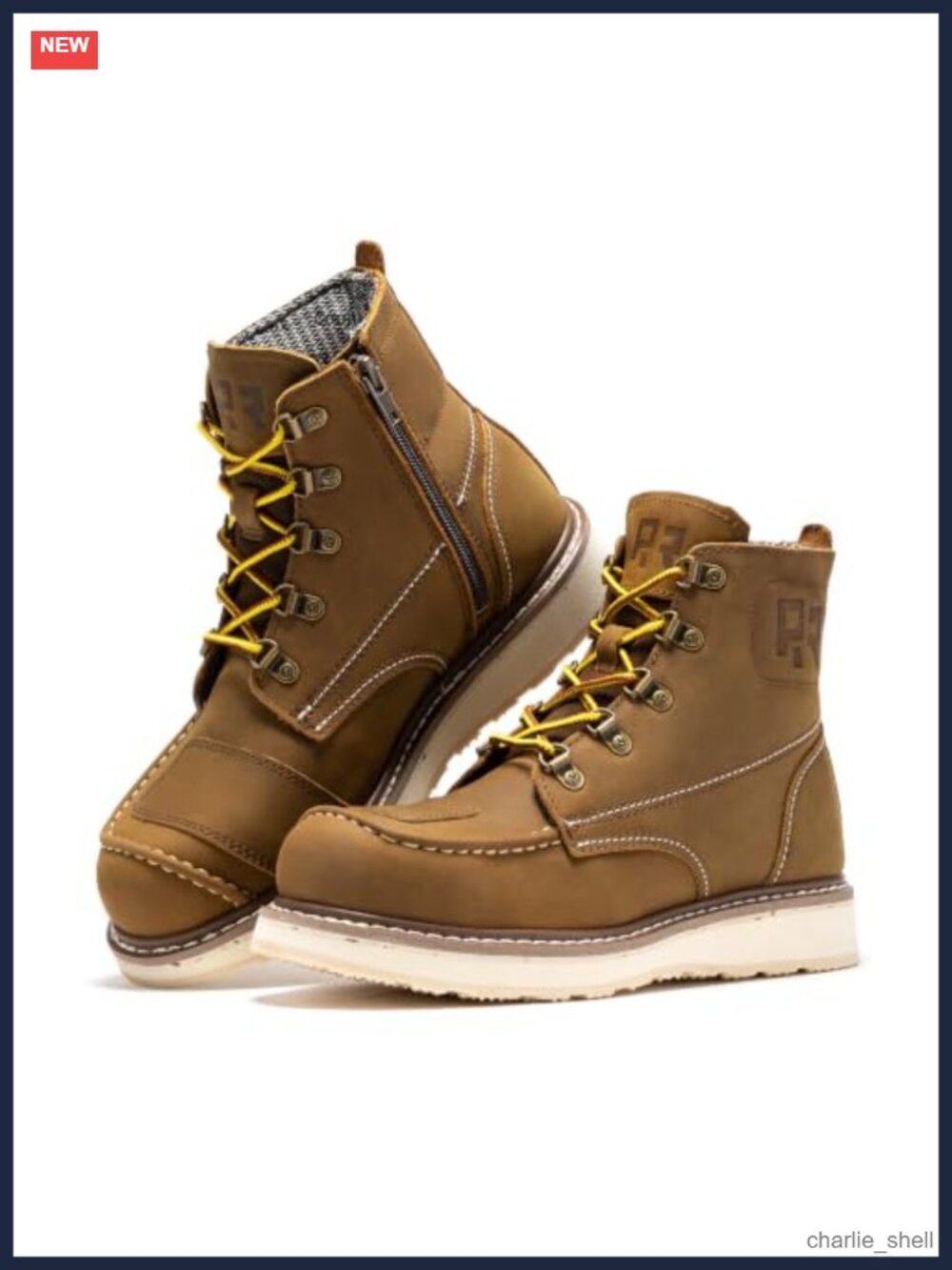 Steel Toe Safety Zip Up Work Boots Leather Slip Resistant Motorcycle Boot